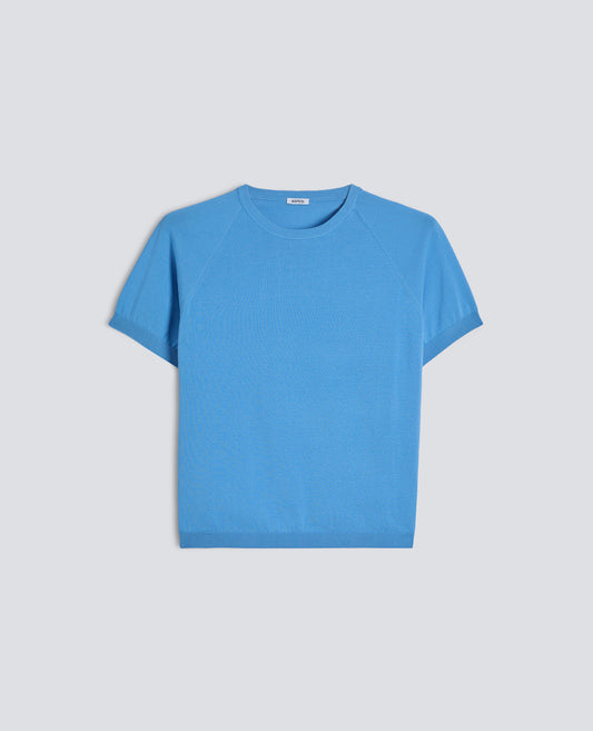 T-SHIRT ACOL ROND EN FIL DE COTON PUR - AZZURRO - ASPESI
