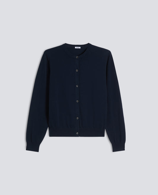 CARDIGAN A COL ROND EN COTON - BLU - ASPESI