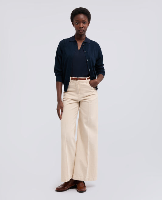 CARDIGAN A COL ROND EN COTON - BLU - ASPESI