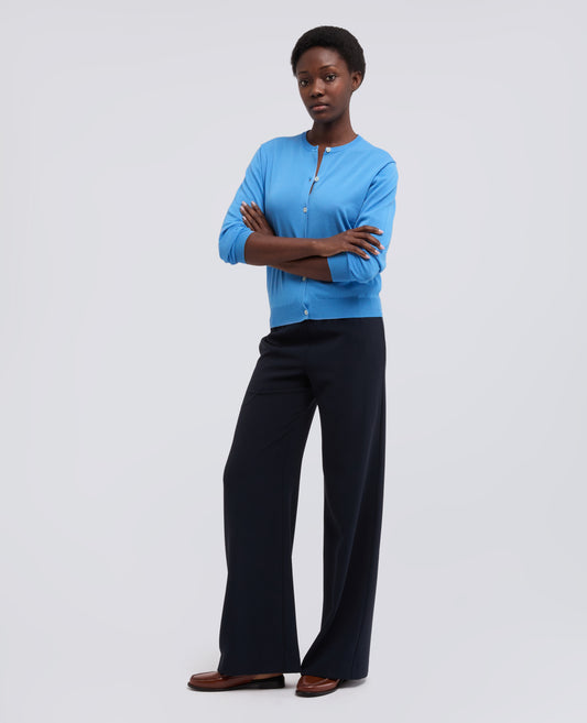 CARDIGAN A COL ROND EN COTON - AZZURRO - ASPESI