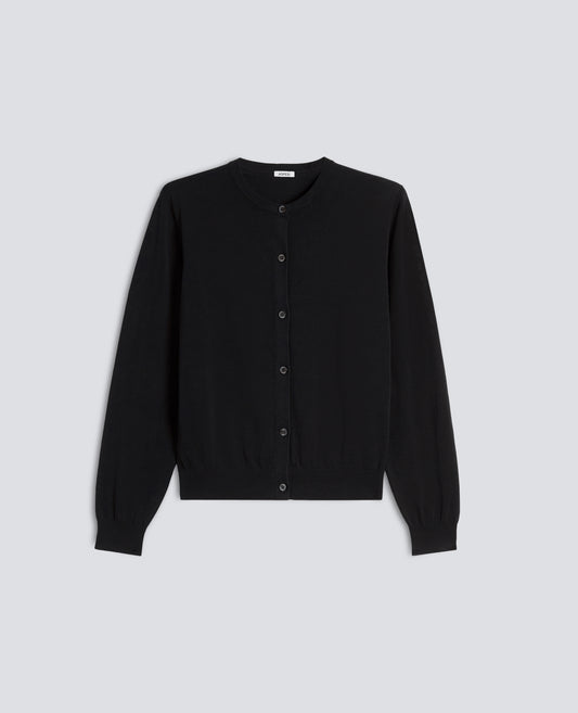 CARDIGAN DE CUELLO REDONDO DE ALGODON - NEGRO - ASPESI