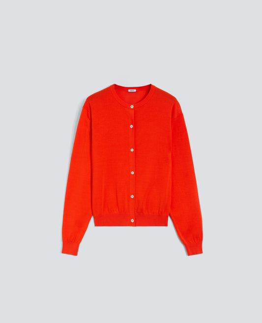 CARDIGAN A COL ROND EN COTON - ROSSO - ASPESI