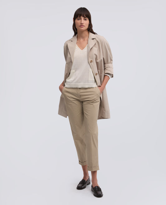 PULL AMANCHES LONGUES ACOL EN < V > EN SOIE, COTON ET CACHEMIRE - NATURALE - ASPESI