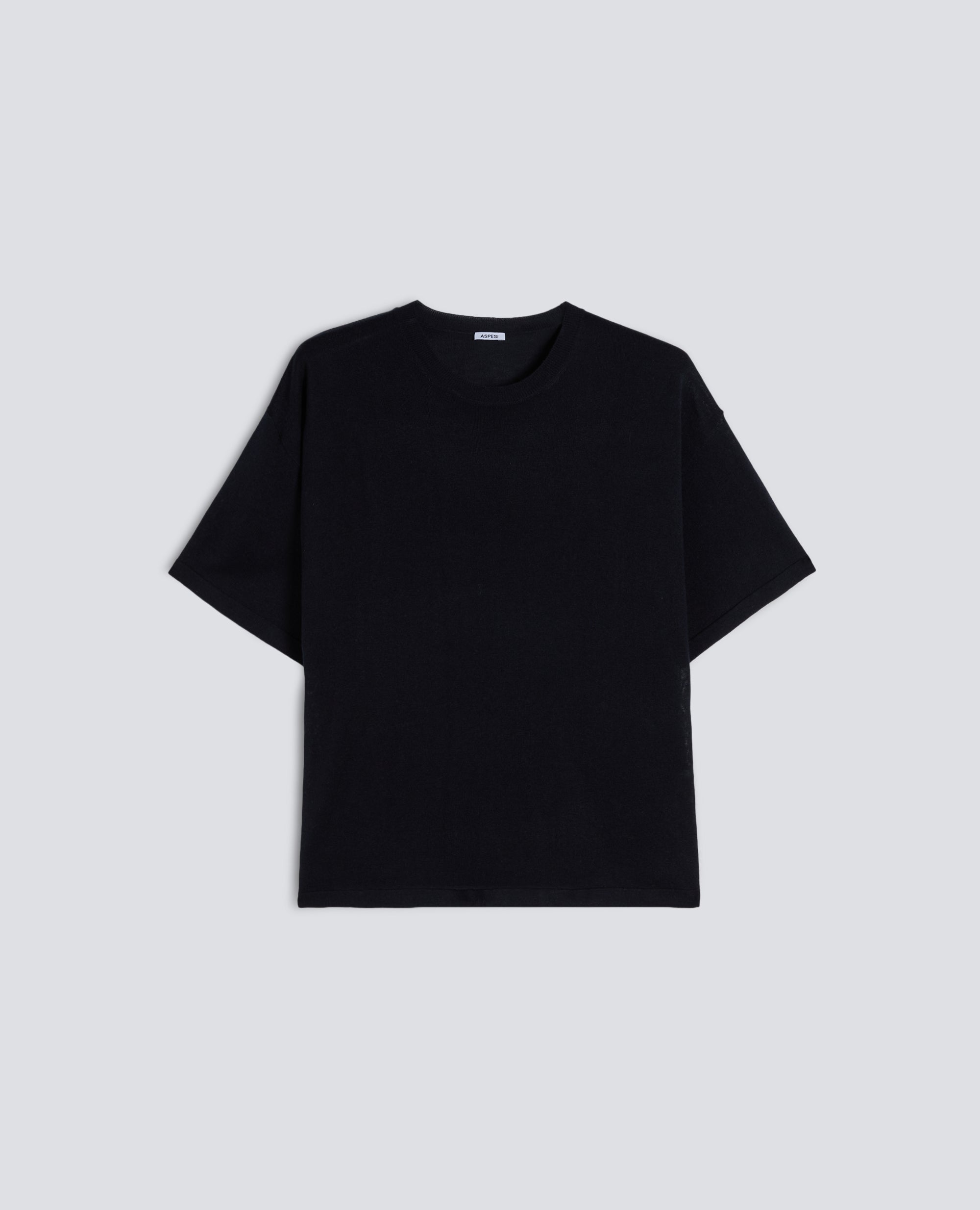 GESTRICKTES T-SHIRT AUS SEIDE, BAUMWOLLE UND KASCHMIR - BLU - ASPESI