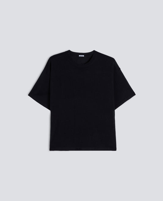 T-SHIRT TRICOTE EN SOIE, COTON ET CACHEMIRE - BLU - ASPESI