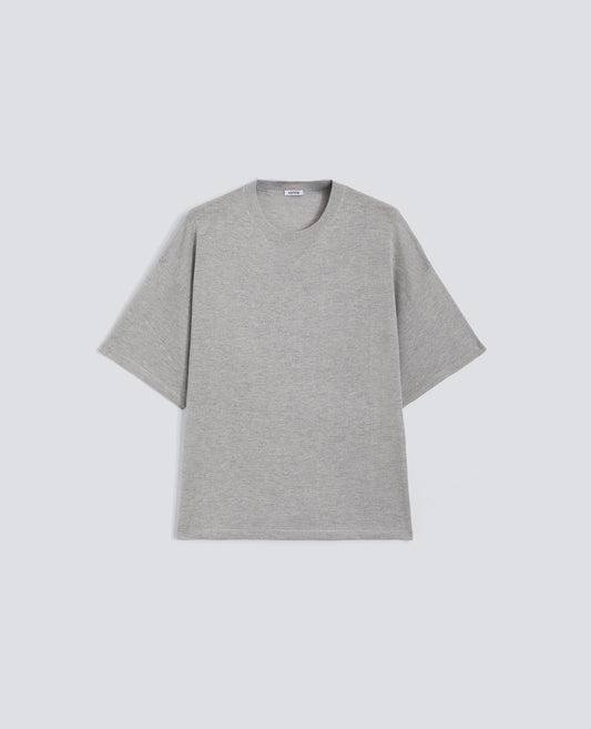 T-SHIRT TRICOTE EN SOIE, COTON ET CACHEMIRE - GRIGIO - ASPESI