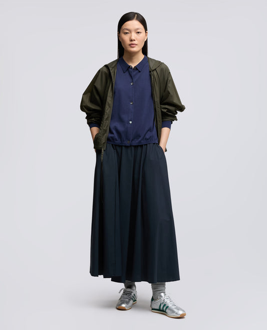 CARDIGAN AVEC COL EN MELANGE COTON-SOIE-LIN - BLU - ASPESI