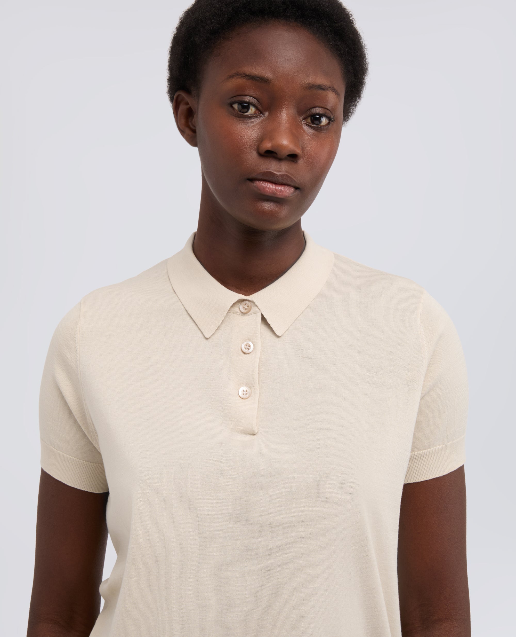 CAMISA POLO DE MEZCLA DE ALGODON, SEDA Y LINO - NATURALE - ASPESI