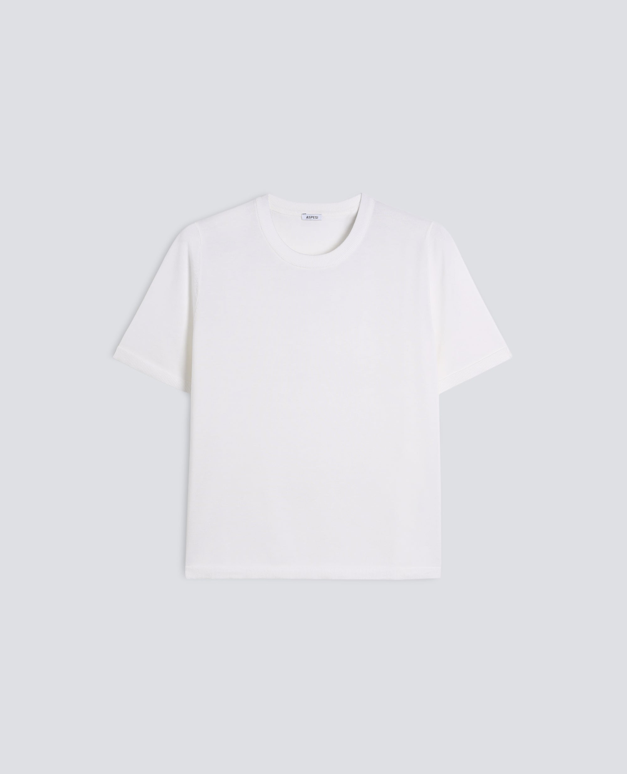 T-SHIRT GIROCOLLO IN MISTO COTONE, SETA E LINO - BIANCO - ASPESI