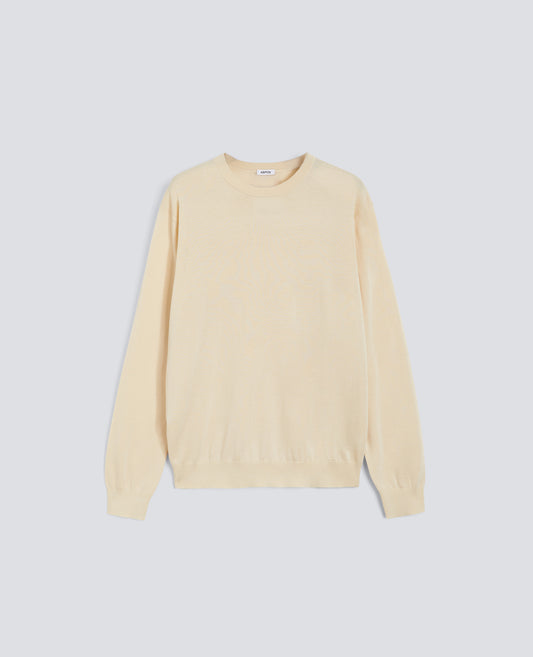 PULL A COL ROND EN MELANGE DE COTON SOIE ET LIN - NATURALE - ASPESI