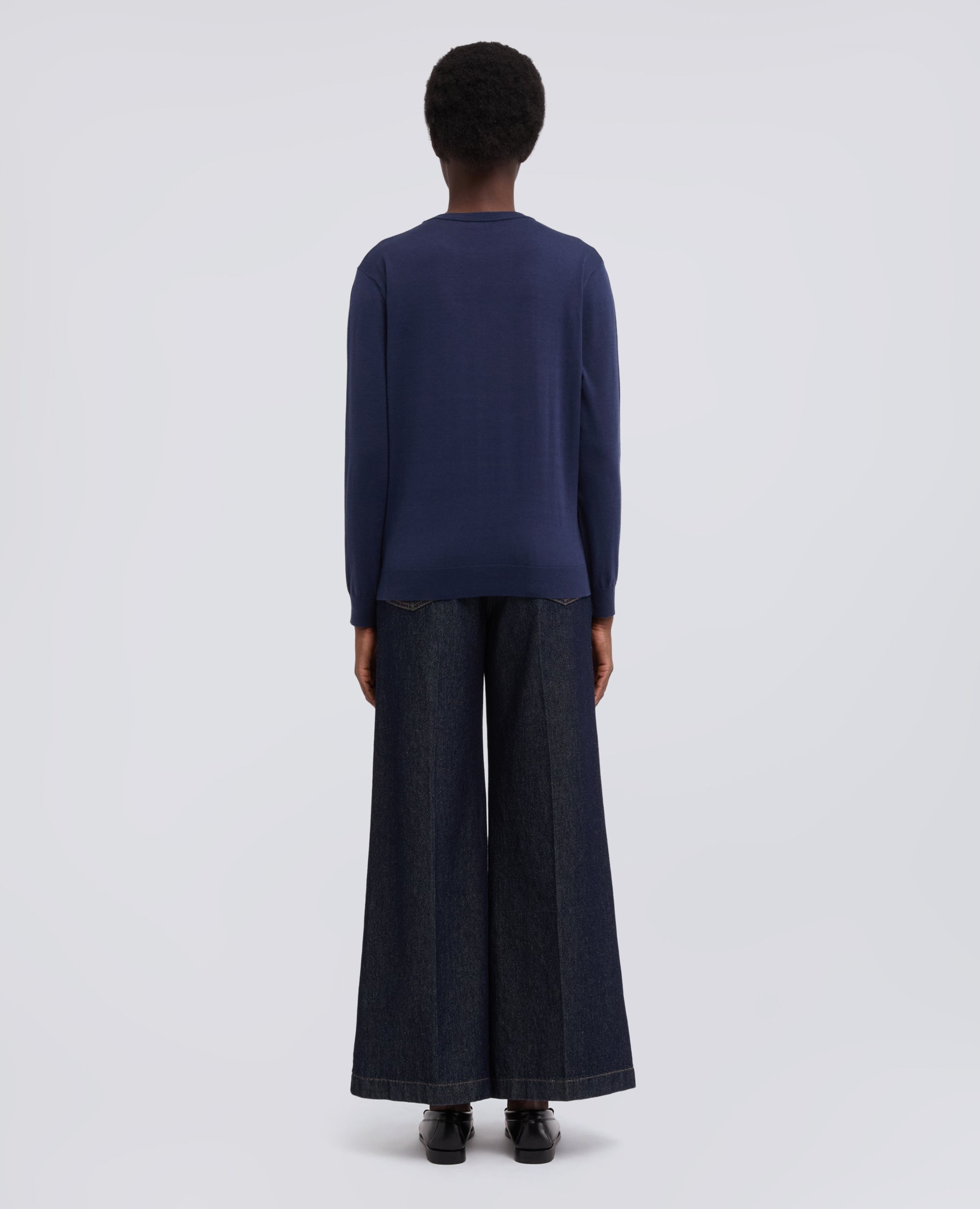 MAGLIA GIROCOLLO IN MISTO COTONE, SETA E LINO - BLU - ASPESI
