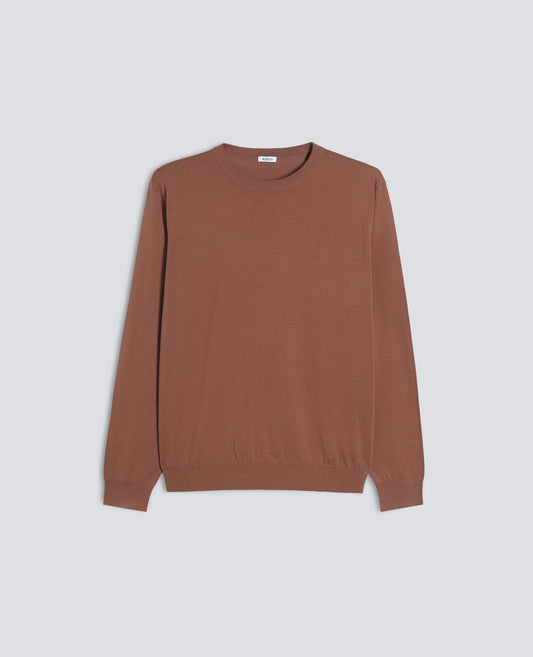 MAGLIA GIROCOLLO IN MISTO COTONE, SETA E LINO - MARRONE - ASPESI