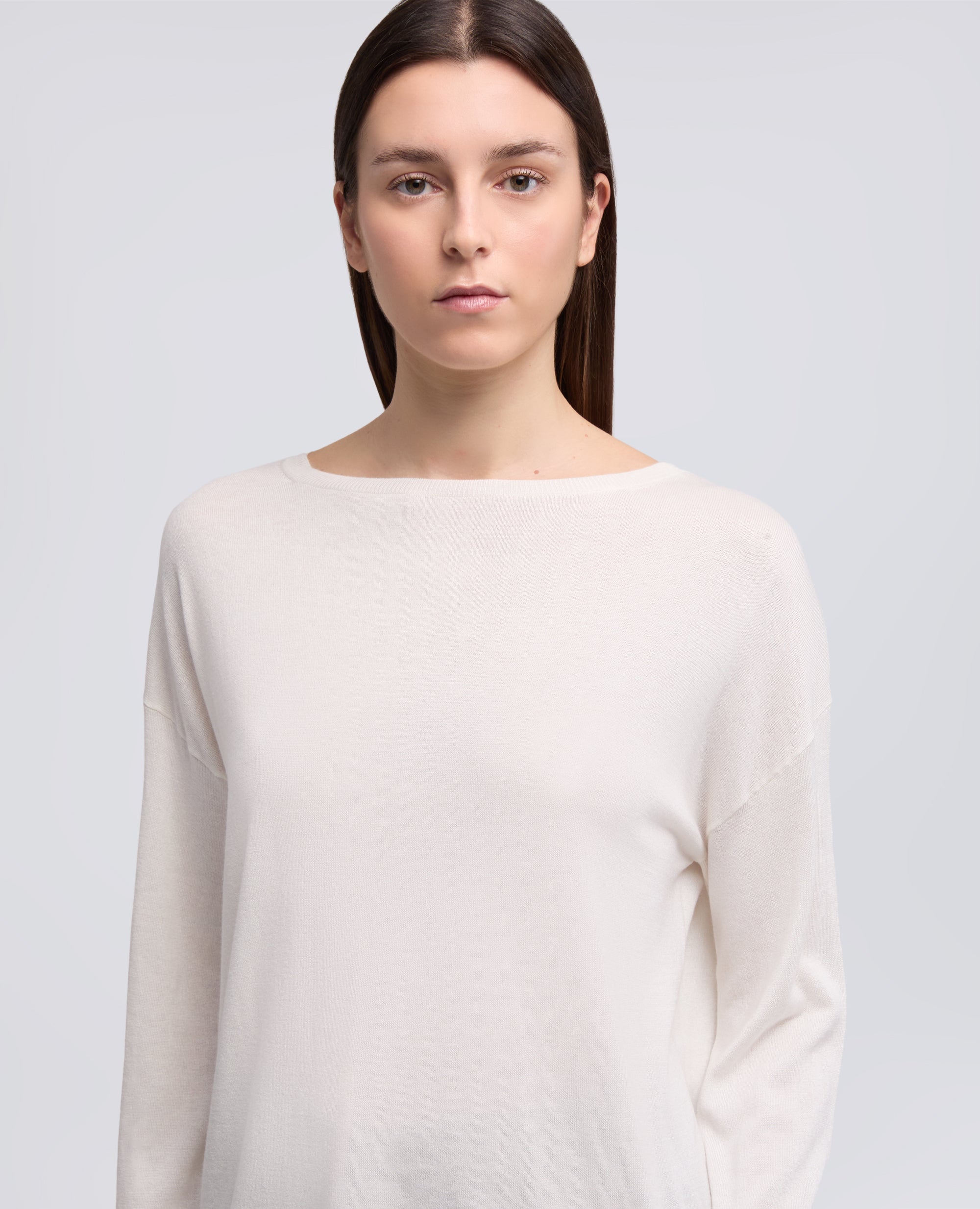 MAGLIA A MANICHE LUNGHE IN MISTO SETA, COTONE E CASHMERE - NATURALE - ASPESI
