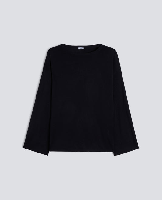 PULL AMANCHES LONGUES EN MELANGE SOIE, COTON ET CACHEMIRE - BLU - ASPESI