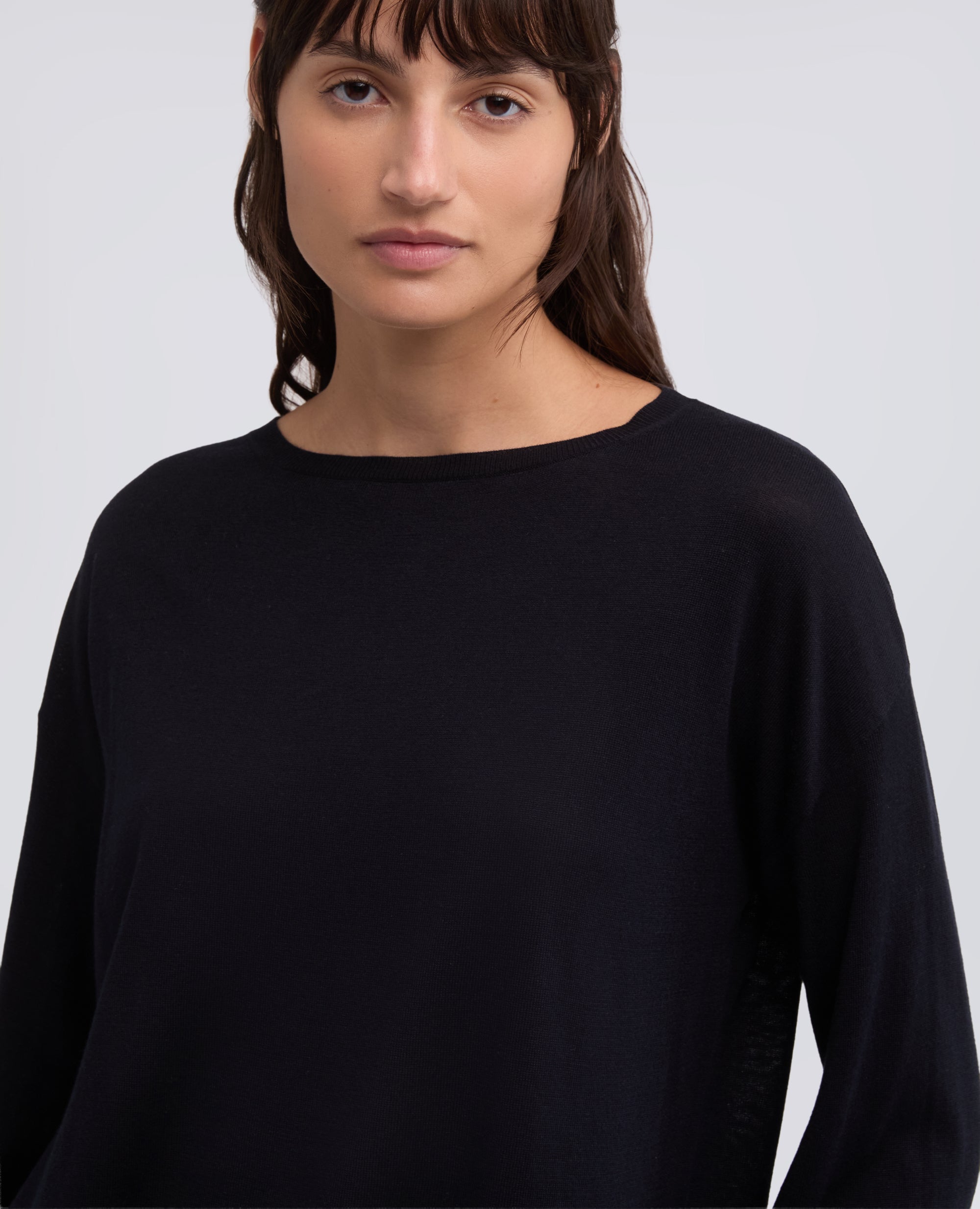 MAGLIA A MANICHE LUNGHE IN MISTO SETA, COTONE E CASHMERE - BLU - ASPESI