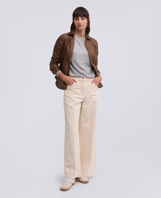 PULL AMANCHES LONGUES EN MELANGE SOIE, COTON ET CACHEMIRE - GRIGIO - ASPESI