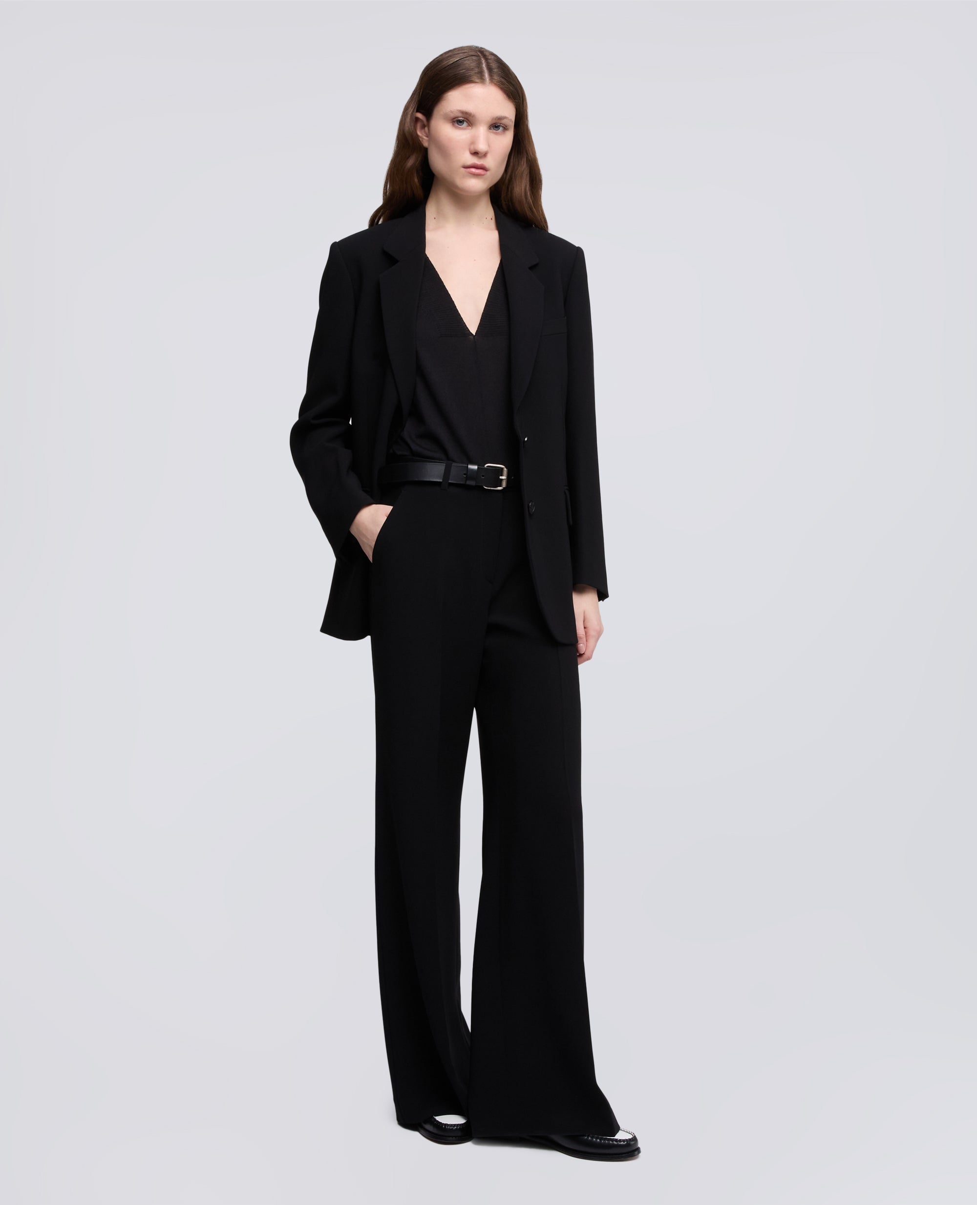 PULL EN LAINE ET SOIE ACOL EN V - NERO - ASPESI