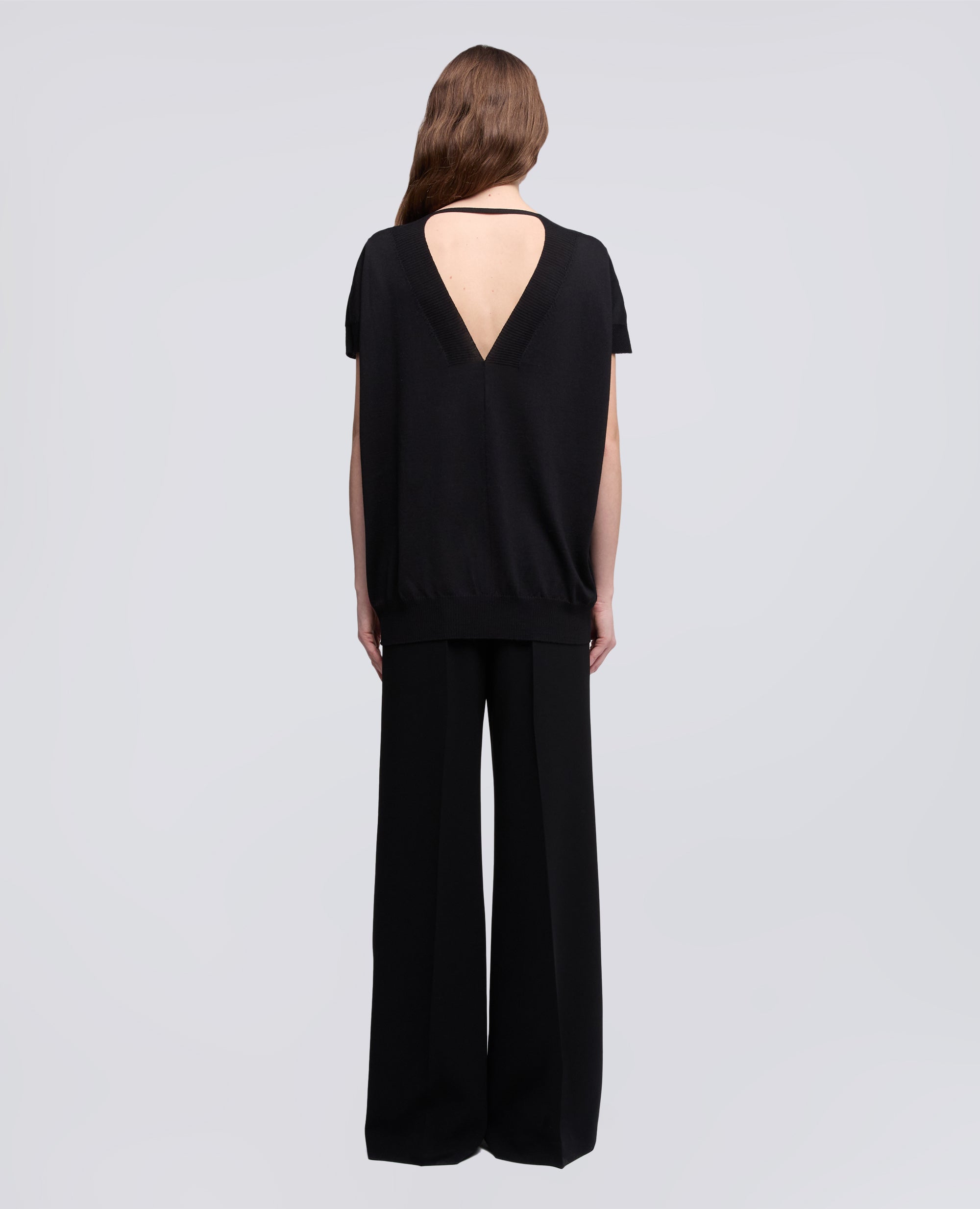 PULL EN LAINE ET SOIE ACOL EN V - NERO - ASPESI