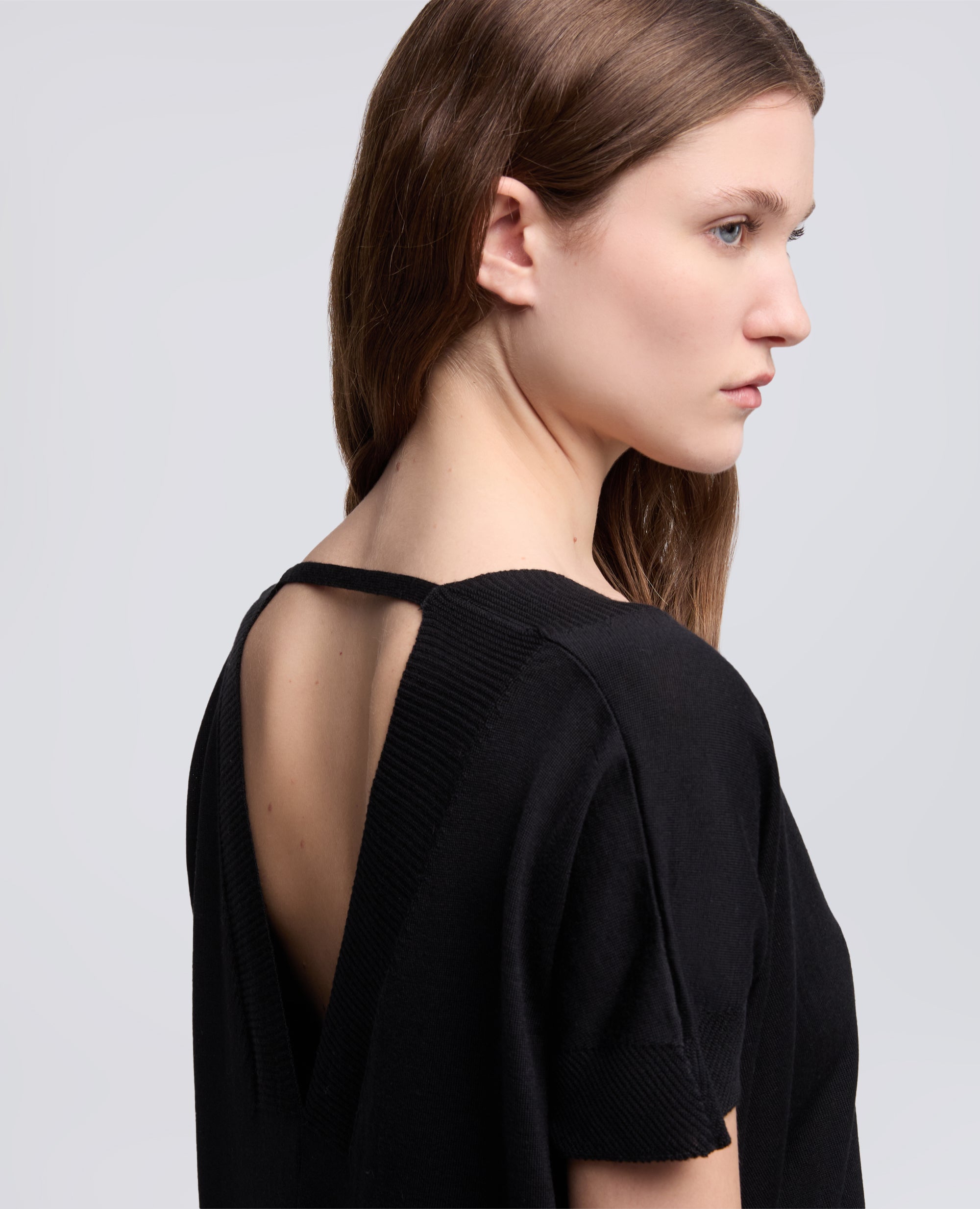 PULL EN LAINE ET SOIE ACOL EN V - NERO - ASPESI