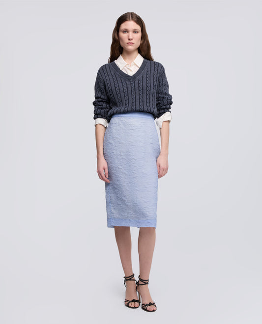 PULL TRICOTE EN TORSADES EN COTON STONEWASHED - BLU - ASPESI