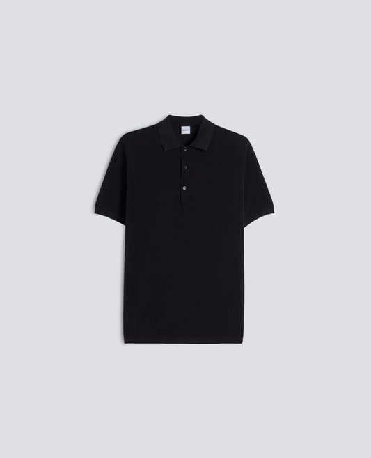 POLO AMANCHES COURTES EN COTON PIQUE TEINT ALA TEINTE - BLU - ASPESI