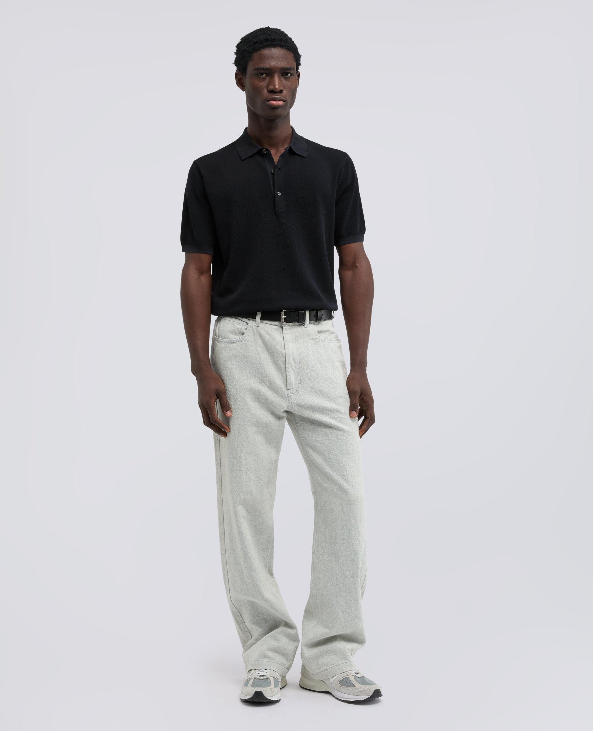 POLO AMANCHES COURTES EN COTON PIQUE TEINT ALA TEINTE - BLU - ASPESI