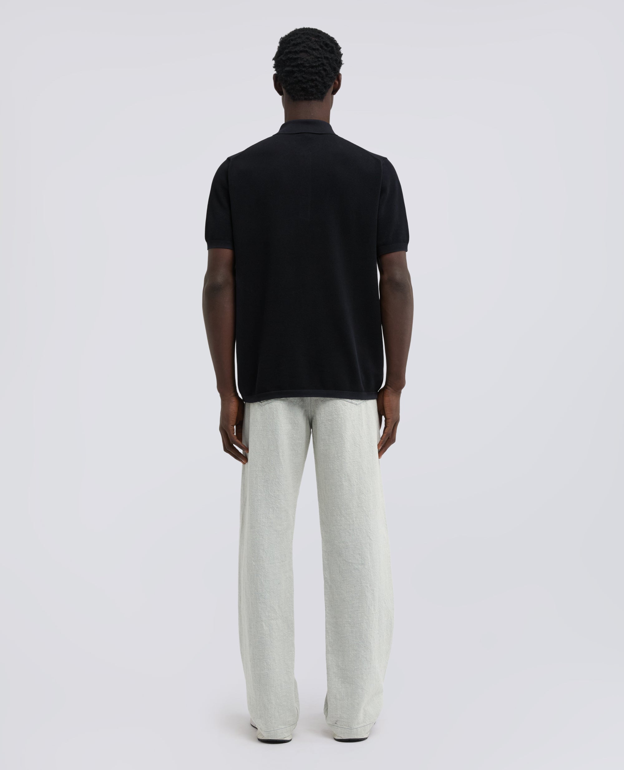 POLO AMANCHES COURTES EN COTON PIQUE TEINT ALA TEINTE - BLU - ASPESI