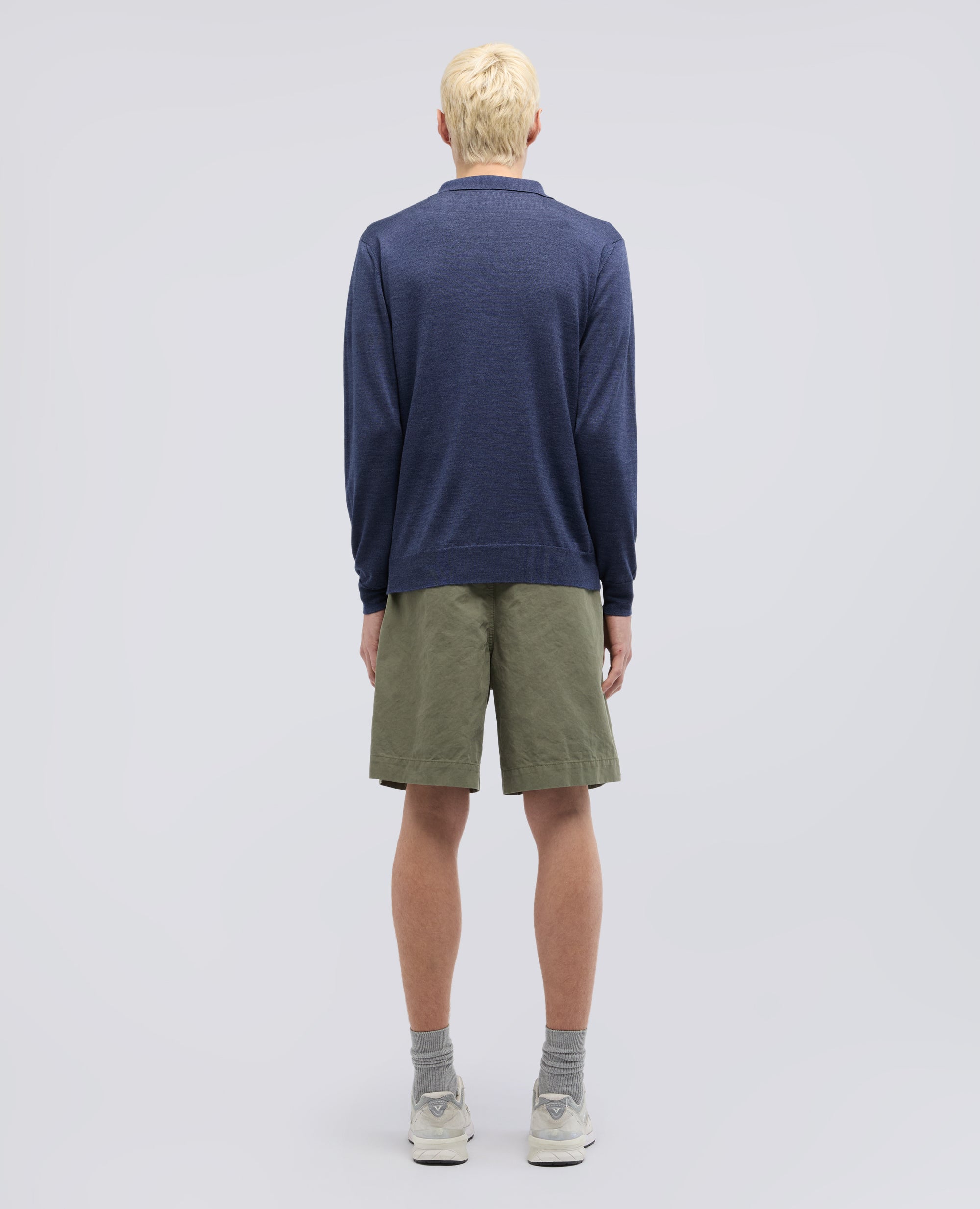 BUTTONLESS POLO SHIRT IN WOOL AND SILK - BLU - ASPESI