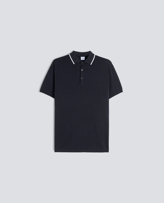 POLO EN COTON AVEC BOUTONS EN NACRE - BLU - ASPESI