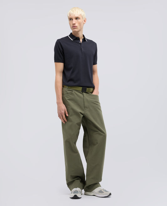 POLO EN COTON AVEC BOUTONS EN NACRE - BLU - ASPESI