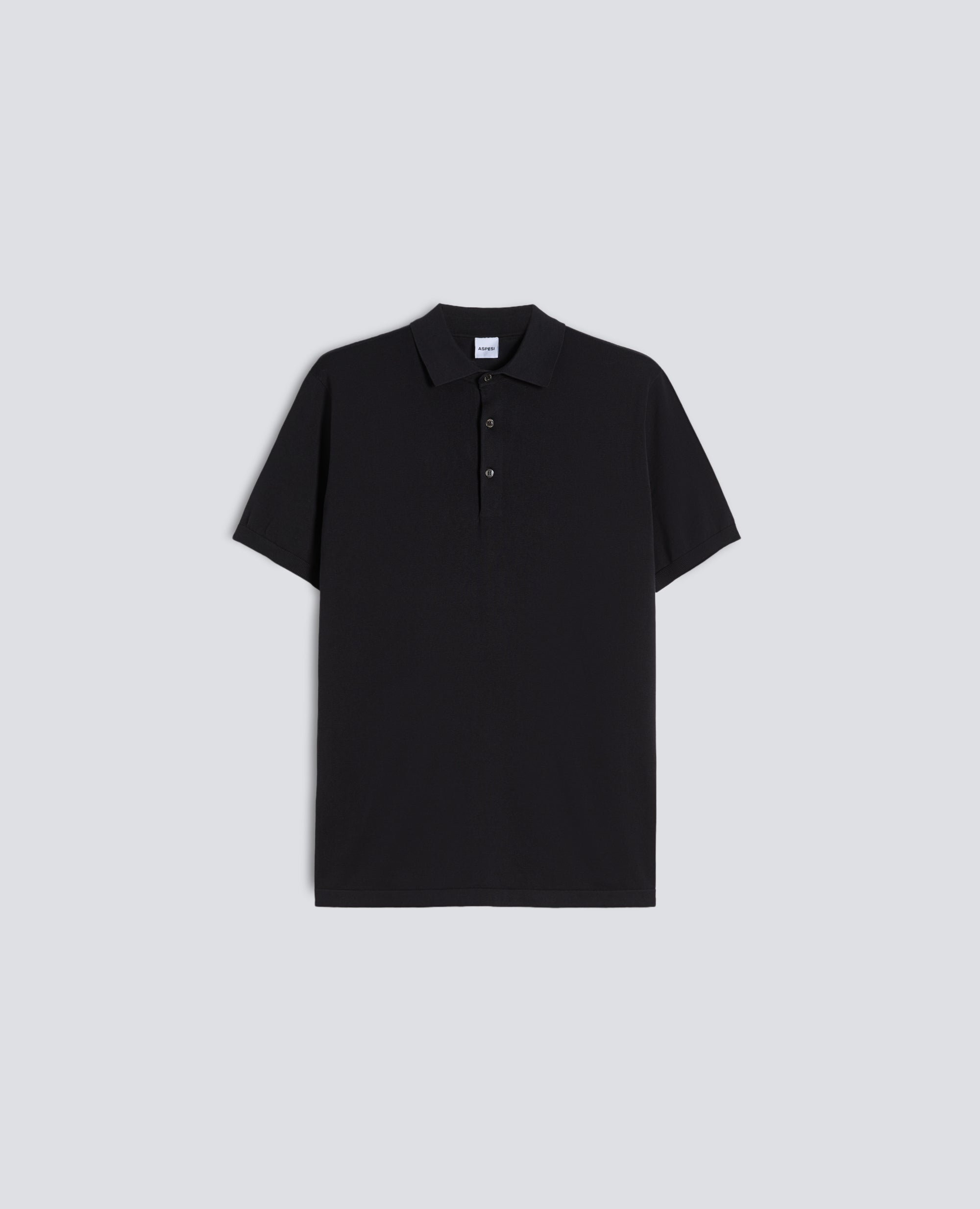 CAMISA POLO DE ALGODON CON BOTONES DE NACAR - NERO - ASPESI