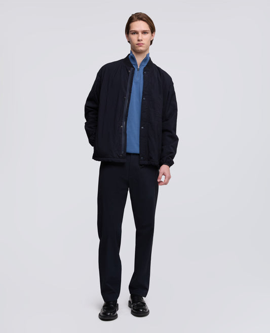 KLEIDUNGSGEFARBTER BAUMWOLL-PIQUE-STICK-ZIP-PULLOVER - BLU - ASPESI