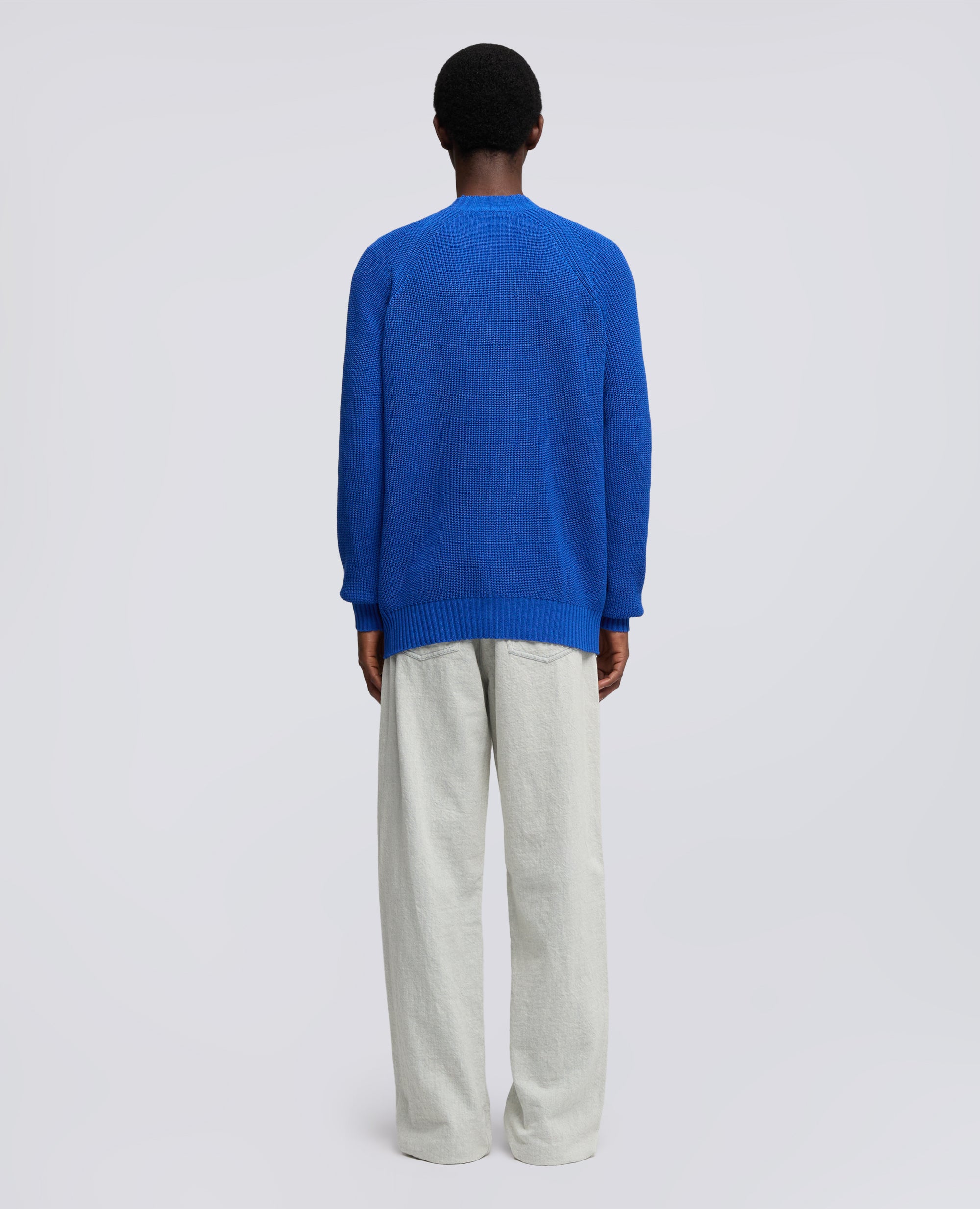 MAGLIA GIROCOLLO IN FILATO DI COTONE - BLU - ASPESI