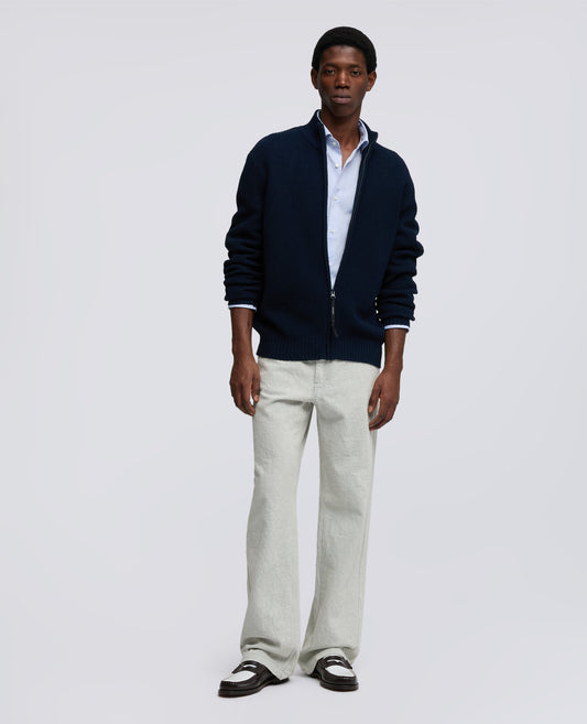 ZIP-UP-PULLOVER AUS WATTEGARN - BLU - ASPESI