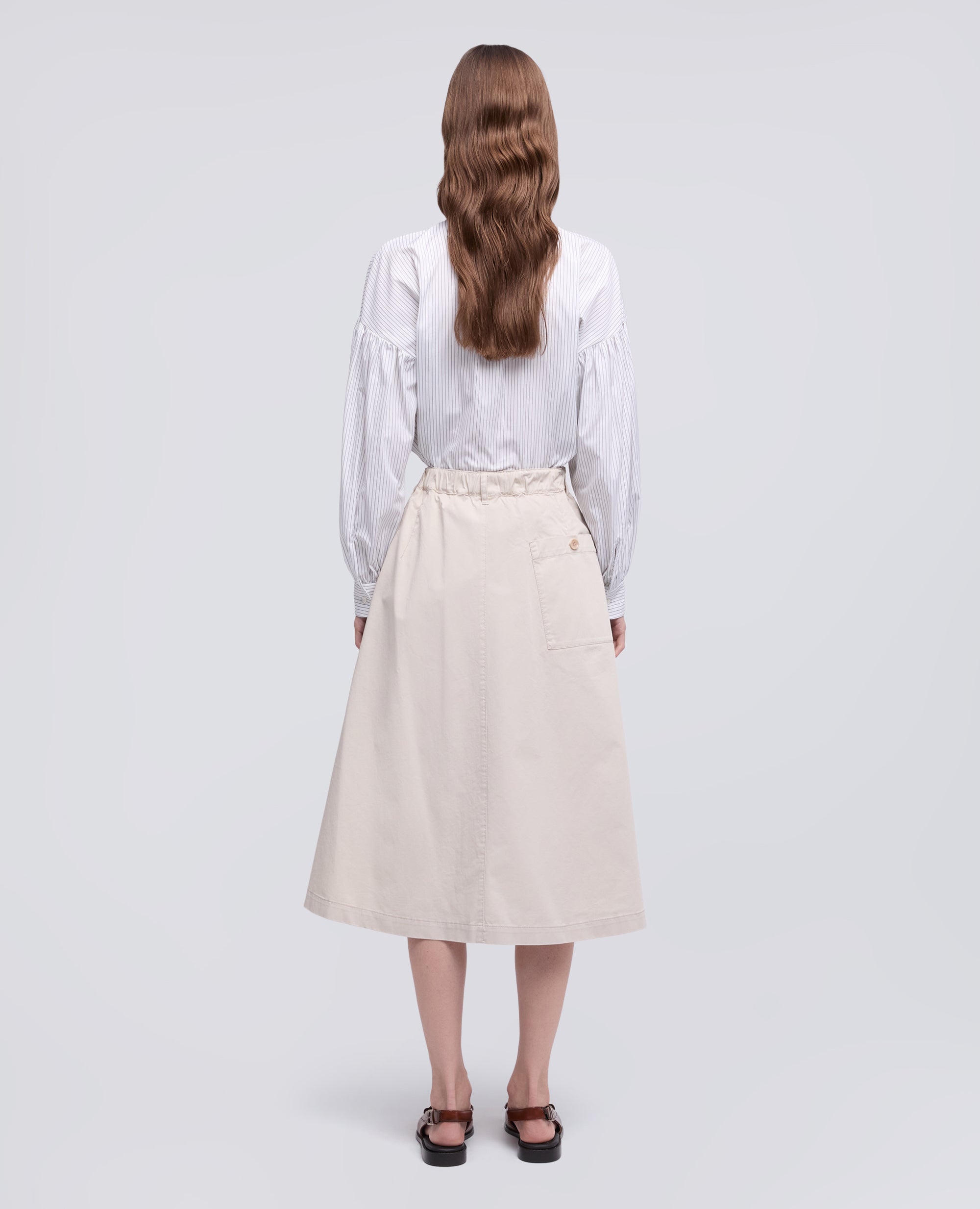 GONNA IN EXTRA FINE TWILL DI COTONE - BEIGE - ASPESI