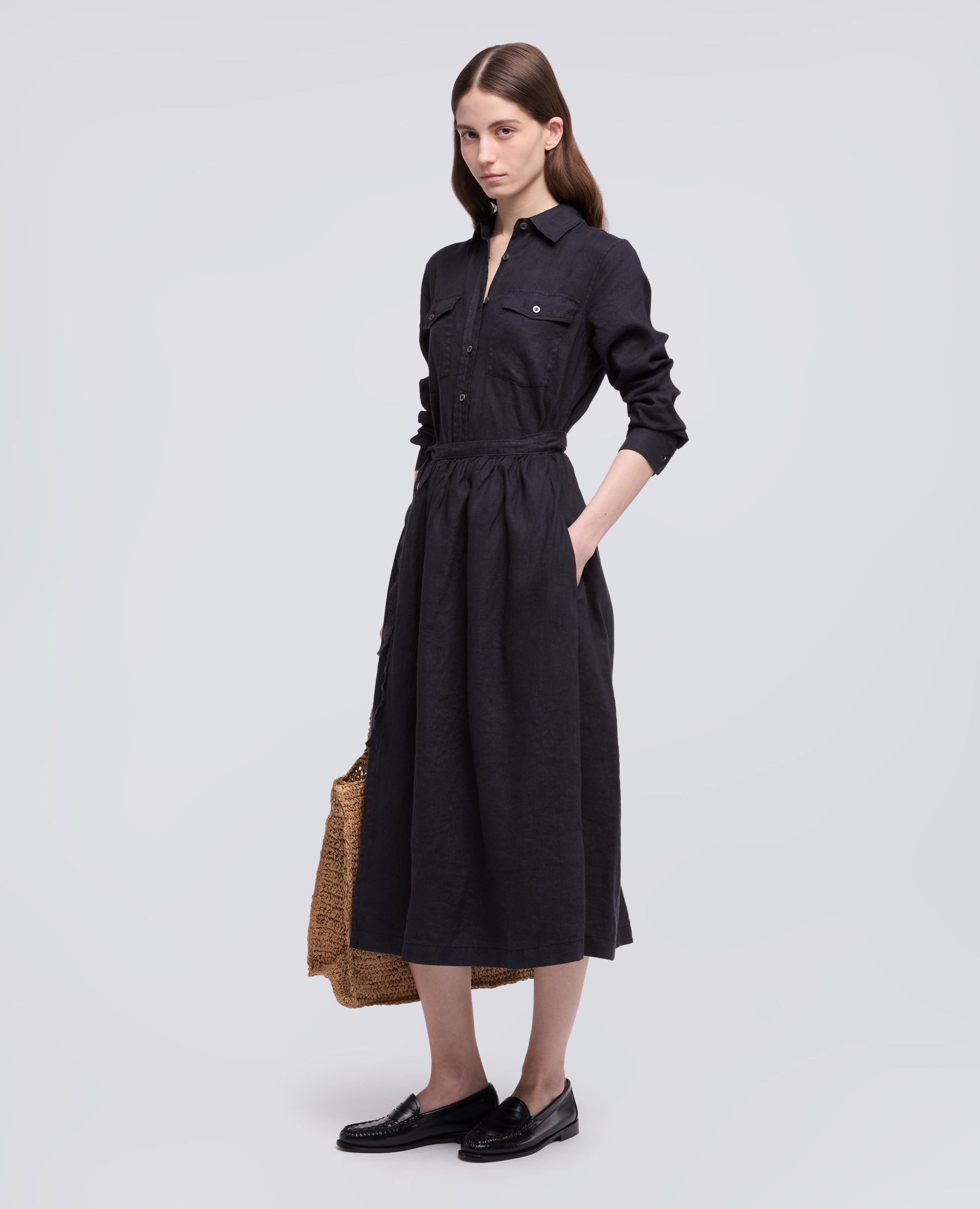 ROBE EN LIN LEGER TEINT EN PIECE - BLU - ASPESI