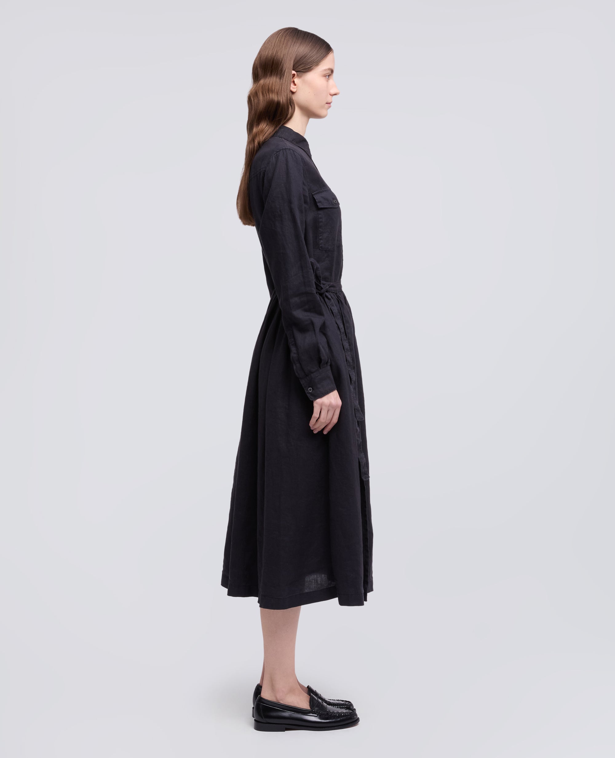 ROBE EN LIN LEGER TEINT EN PIECE - BLU - ASPESI