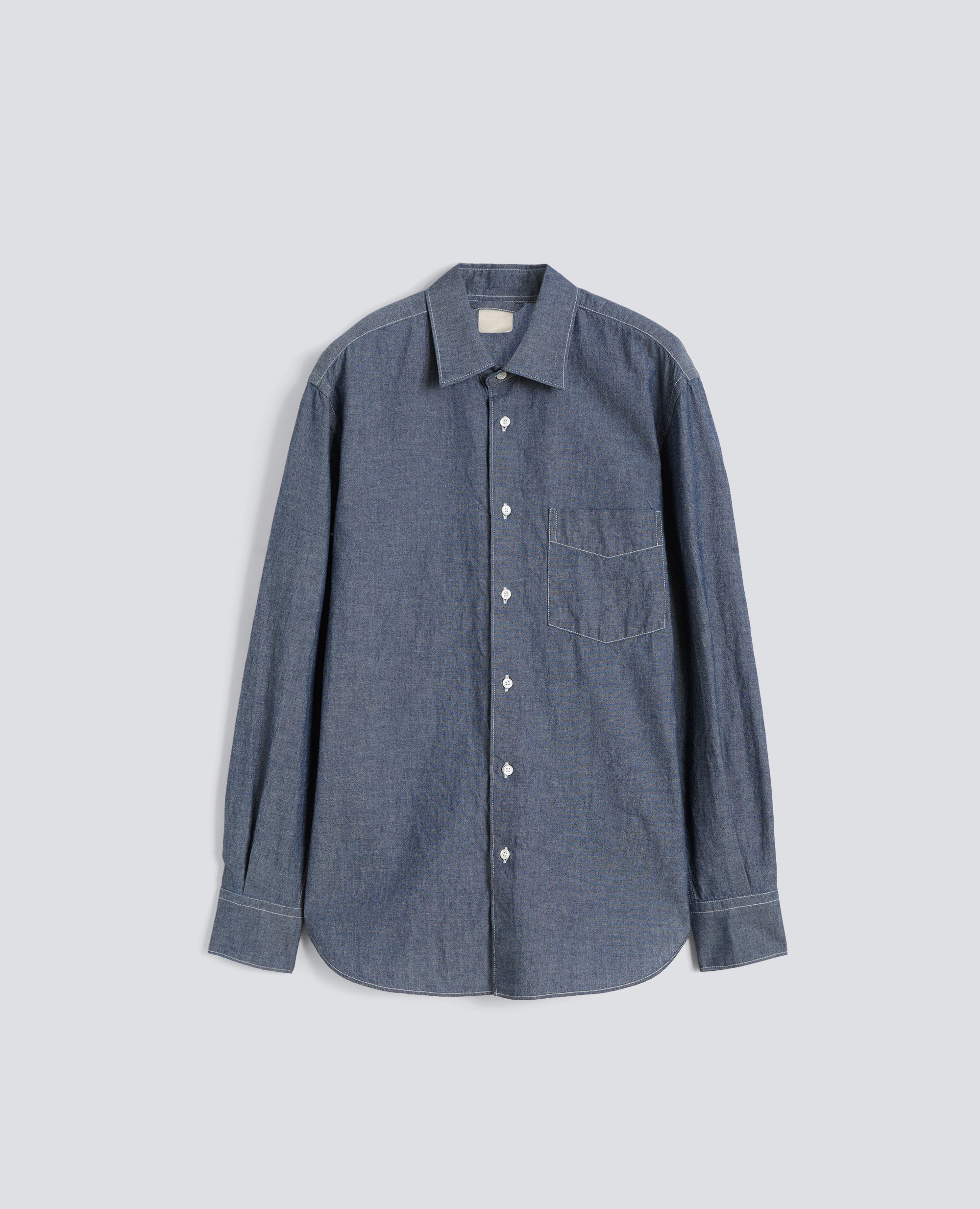 CHEMISE EN CHAMBRAY DE COTON A COL CLASSIQUE - BLU - ASPESI