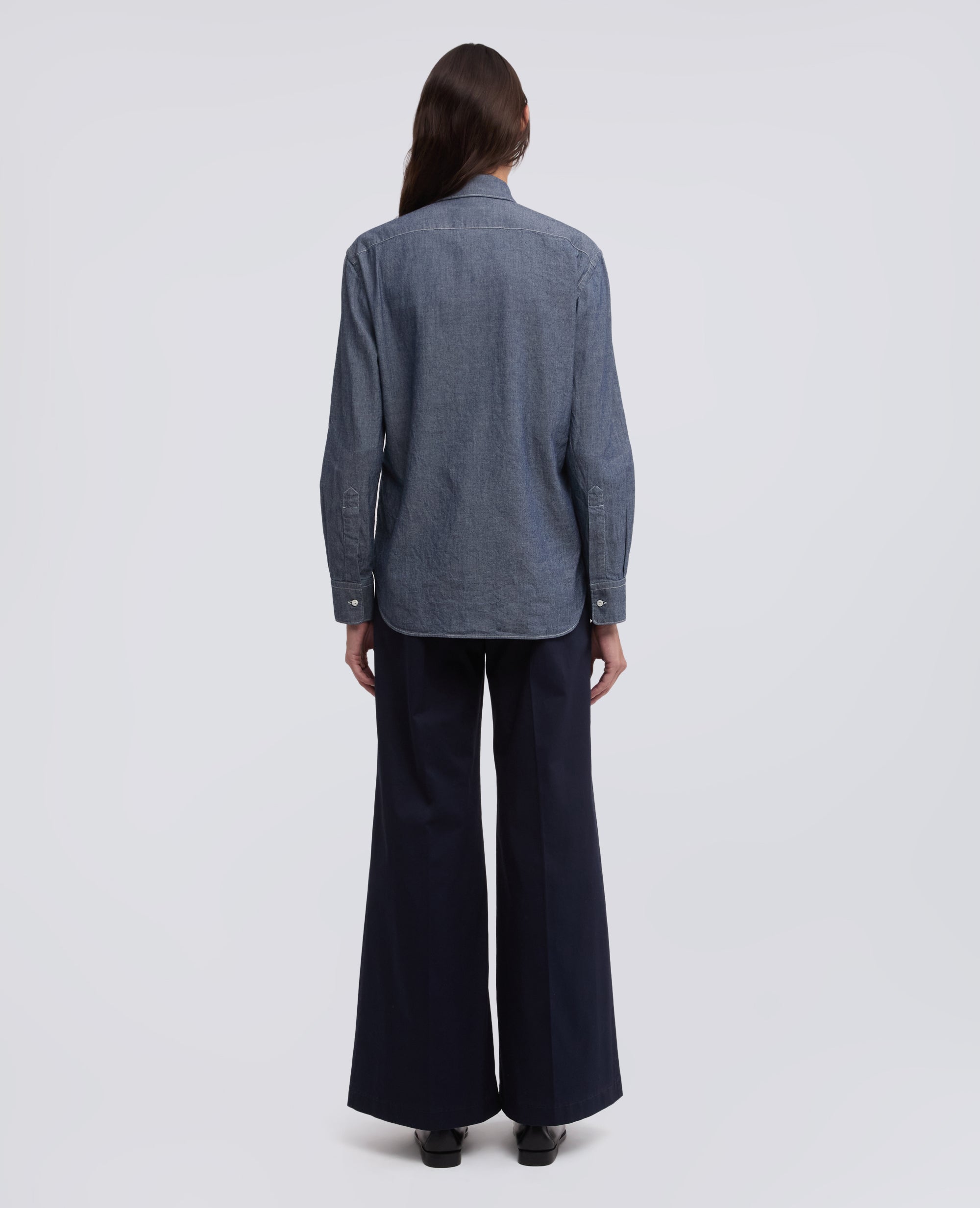 CHEMISE EN CHAMBRAY DE COTON A COL CLASSIQUE - BLU - ASPESI