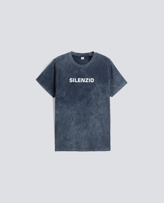 T-SHIRT EN JERSEY DE COTON AVEC IMPRIME -SILENZIO- - BLU - ASPESI