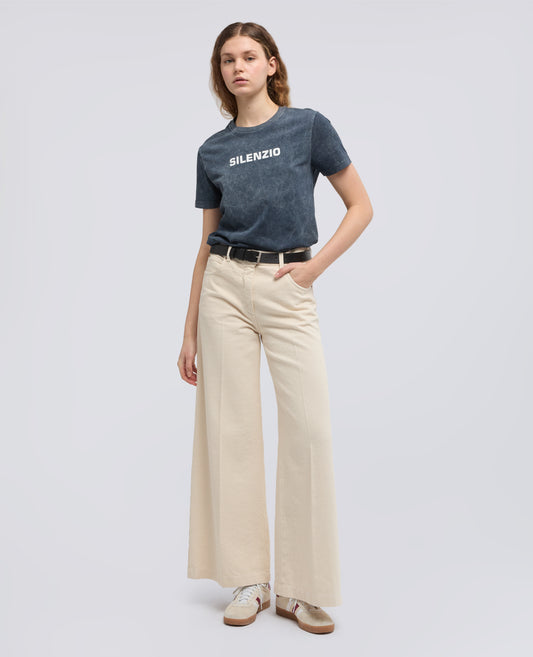 T-SHIRT EN JERSEY DE COTON AVEC IMPRIME -SILENZIO- - BLU - ASPESI