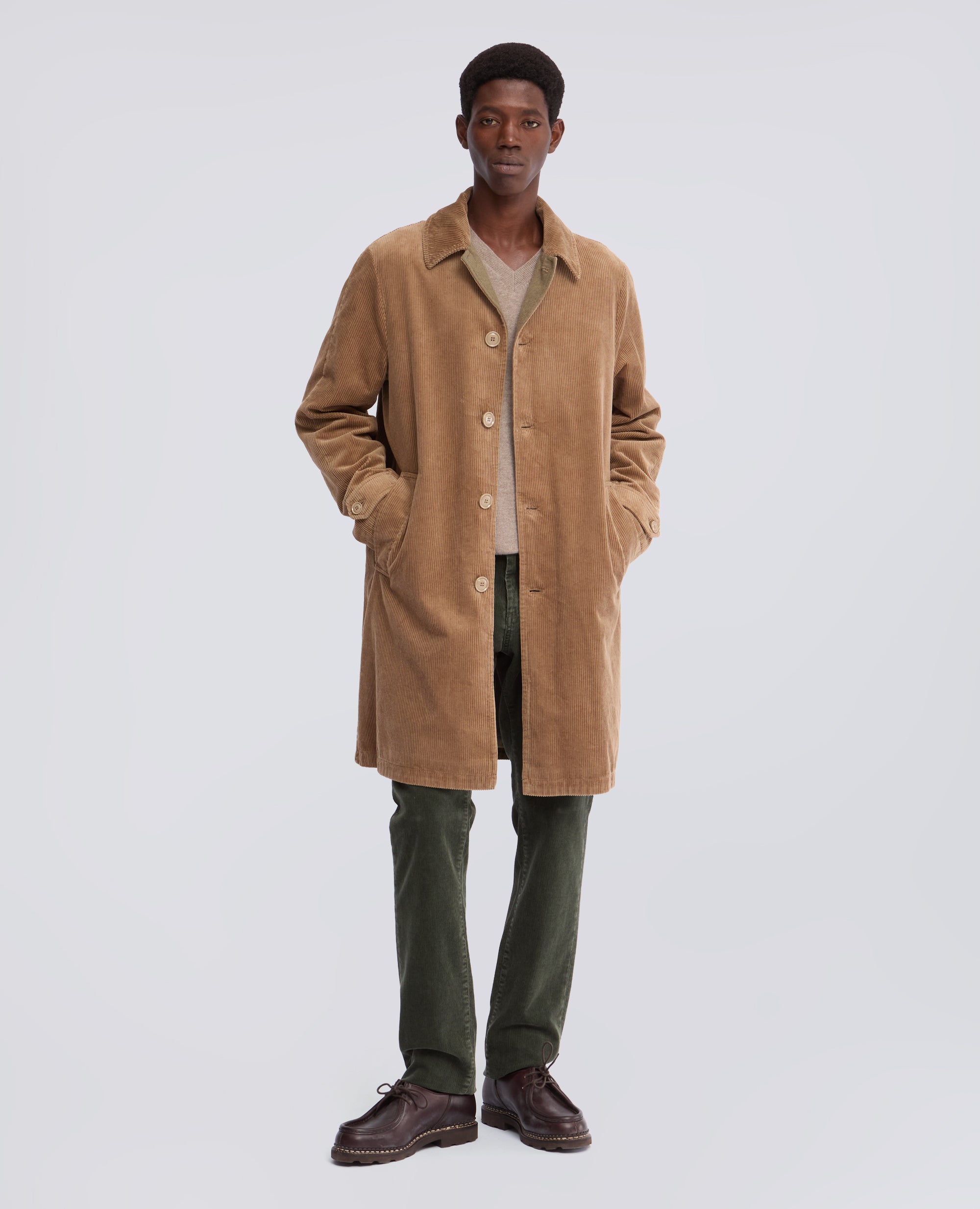 MANTEAU DROIT EN VELOURS COTELE DE COTON À COTES ANGLAISES - BEIGE - ASPESI