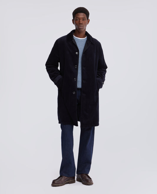 MANTEAU DROIT EN VELOURS COTELE DE COTON À COTES ANGLAISES - BLEU - ASPESI