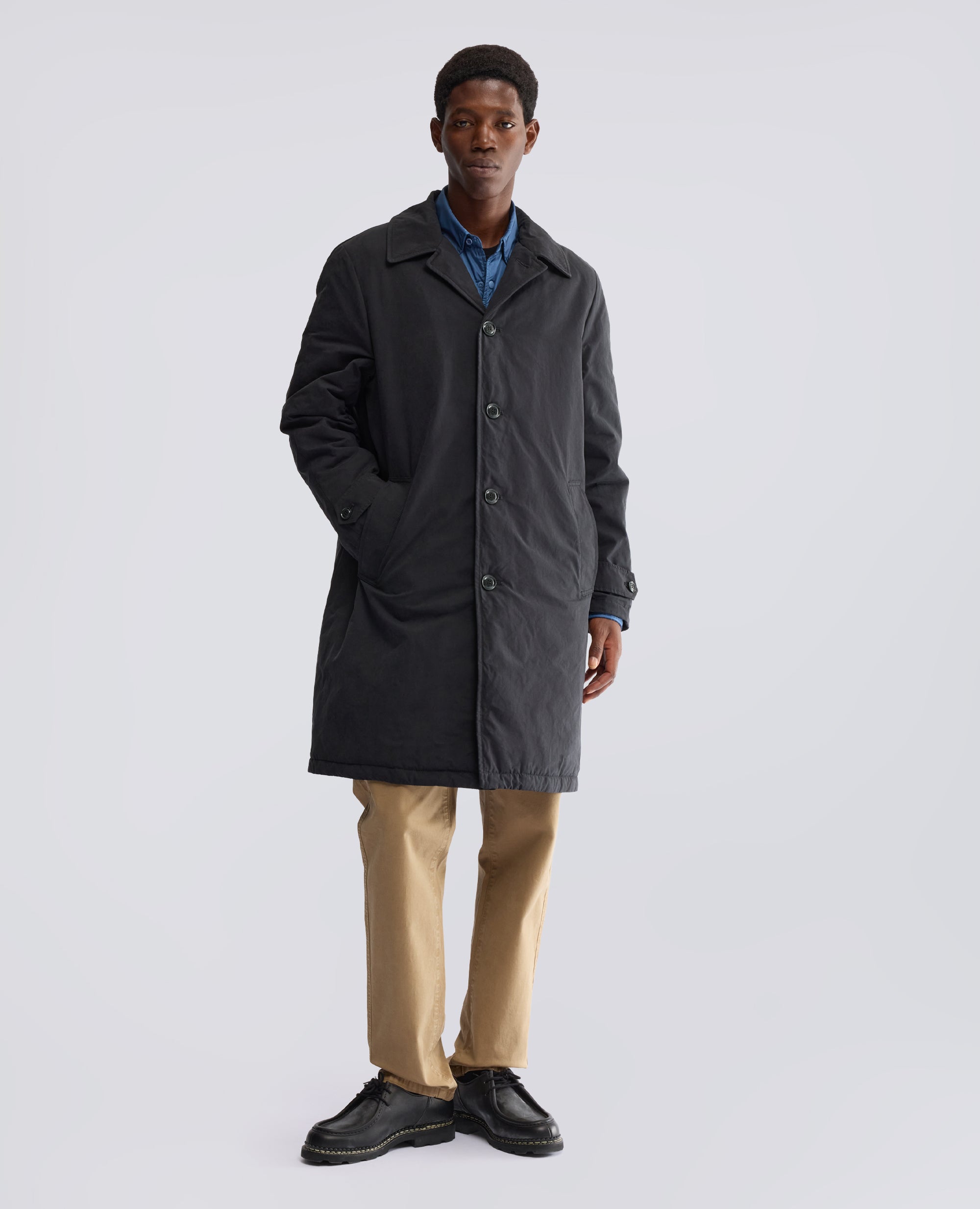 CAPPOTTO MONO PETTO IN TELA DRY WAX IMBOTTITO CON OVATTA THERMORE - BLU - ASPESI