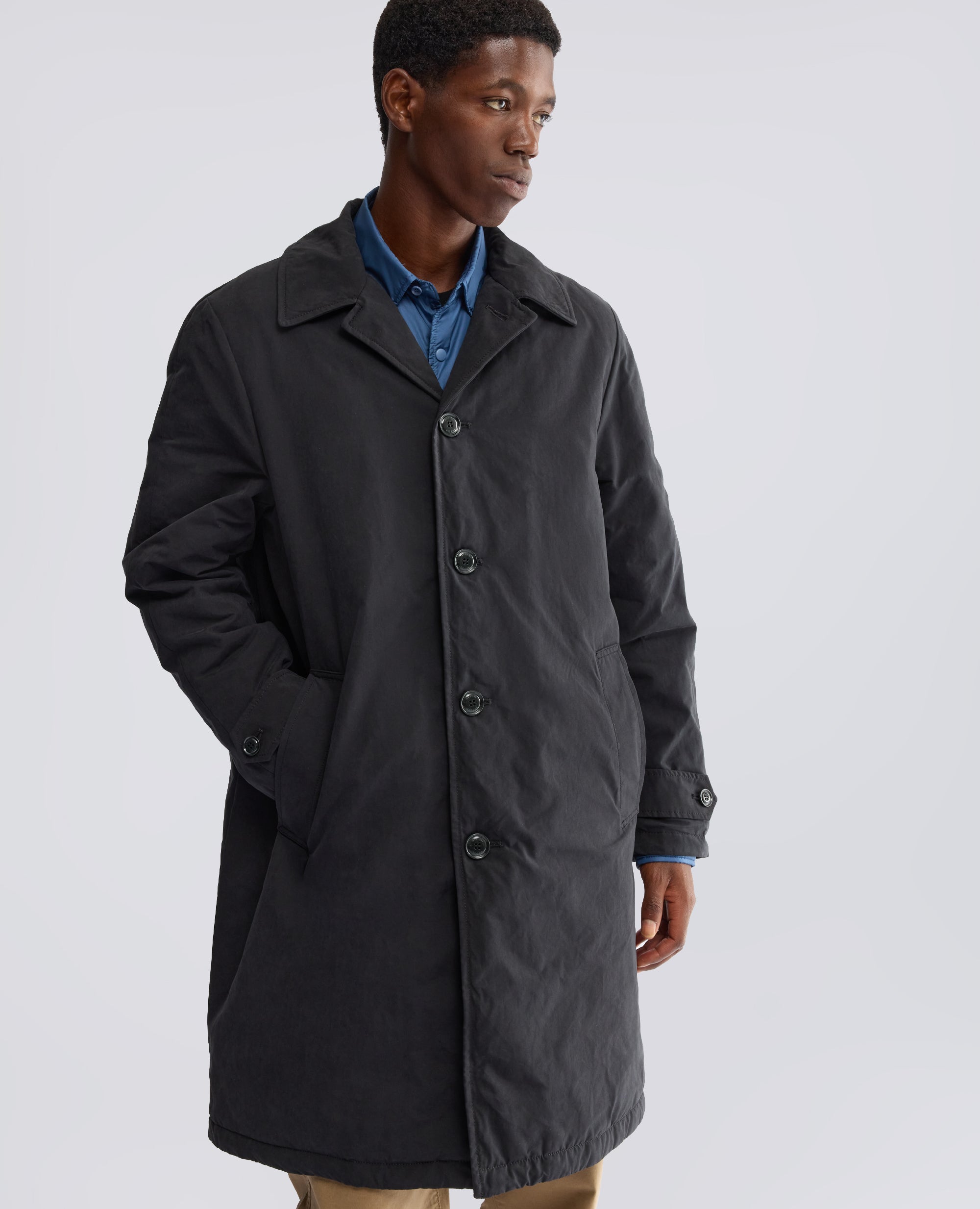 CAPPOTTO MONO PETTO IN TELA DRY WAX IMBOTTITO CON OVATTA THERMORE - BLU - ASPESI