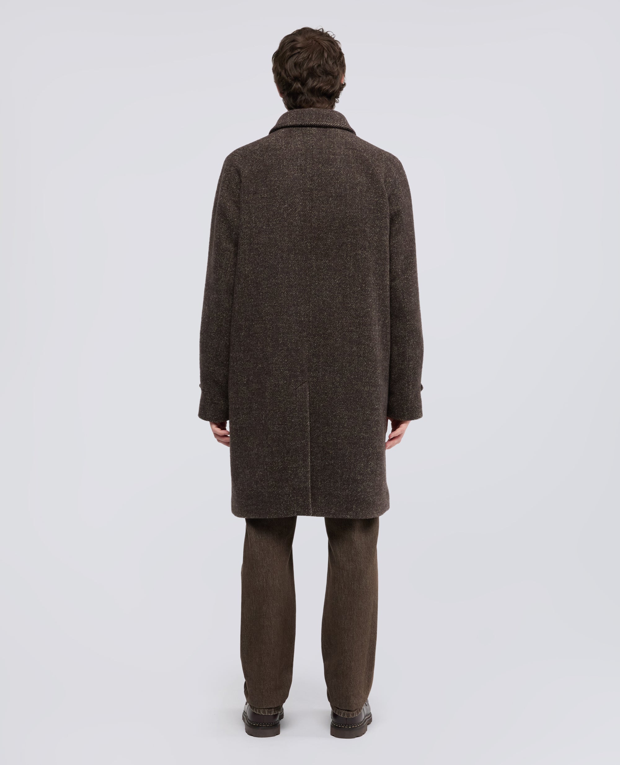 CAPPOTTO IN LANA GARZATA BOUCLE - MARRONE - ASPESI