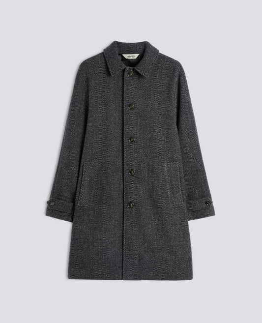 MANTEAU EN TISSU GRATTE DE LAINE BOUCLETTE - GRIS - ASPESI