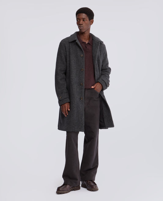 MANTEAU EN TISSU GRATTE DE LAINE BOUCLETTE - GRIS - ASPESI