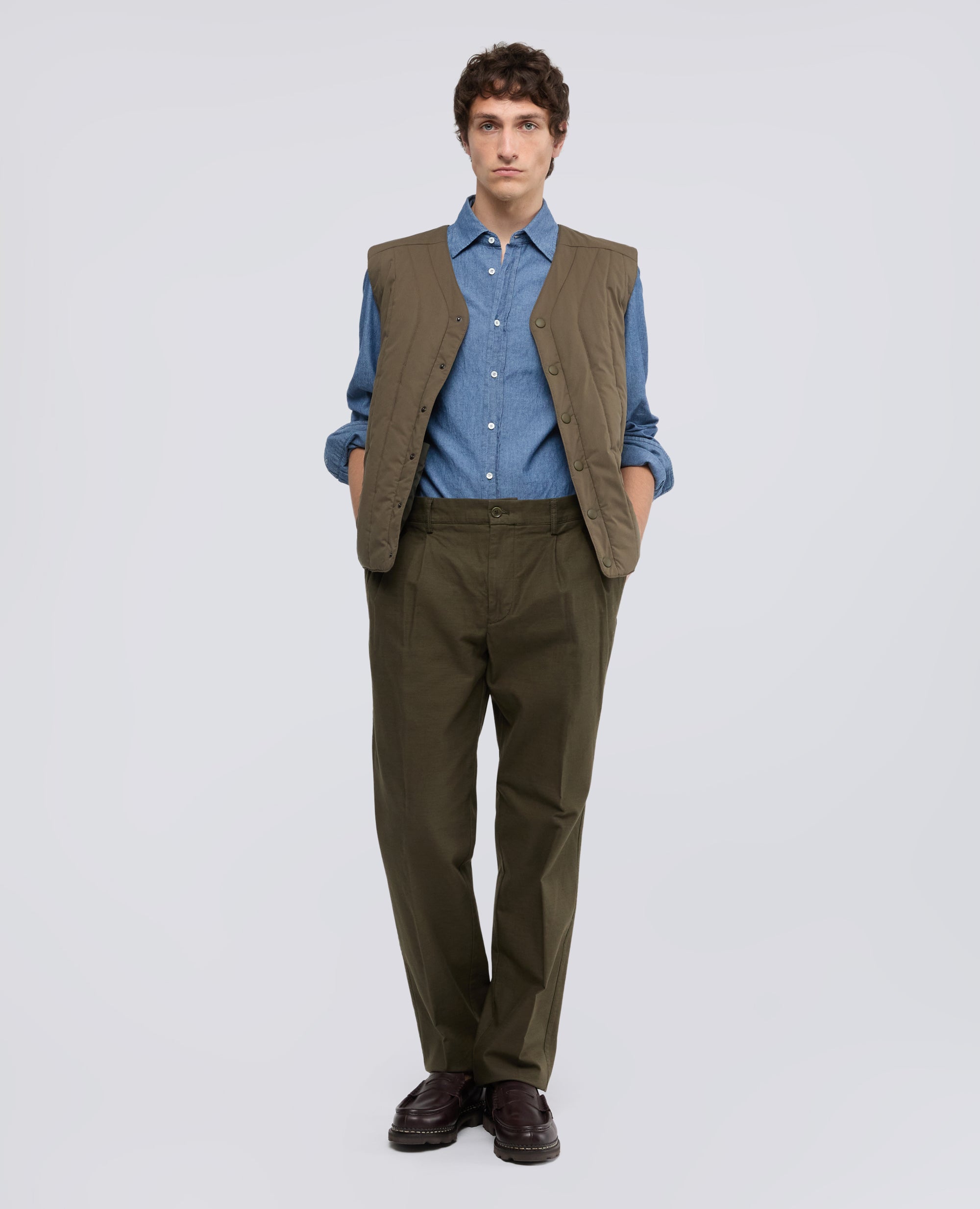 CAMICIA IN CHAMBRAY DI COTONE GIAPPONESE - BLU - ASPESI
