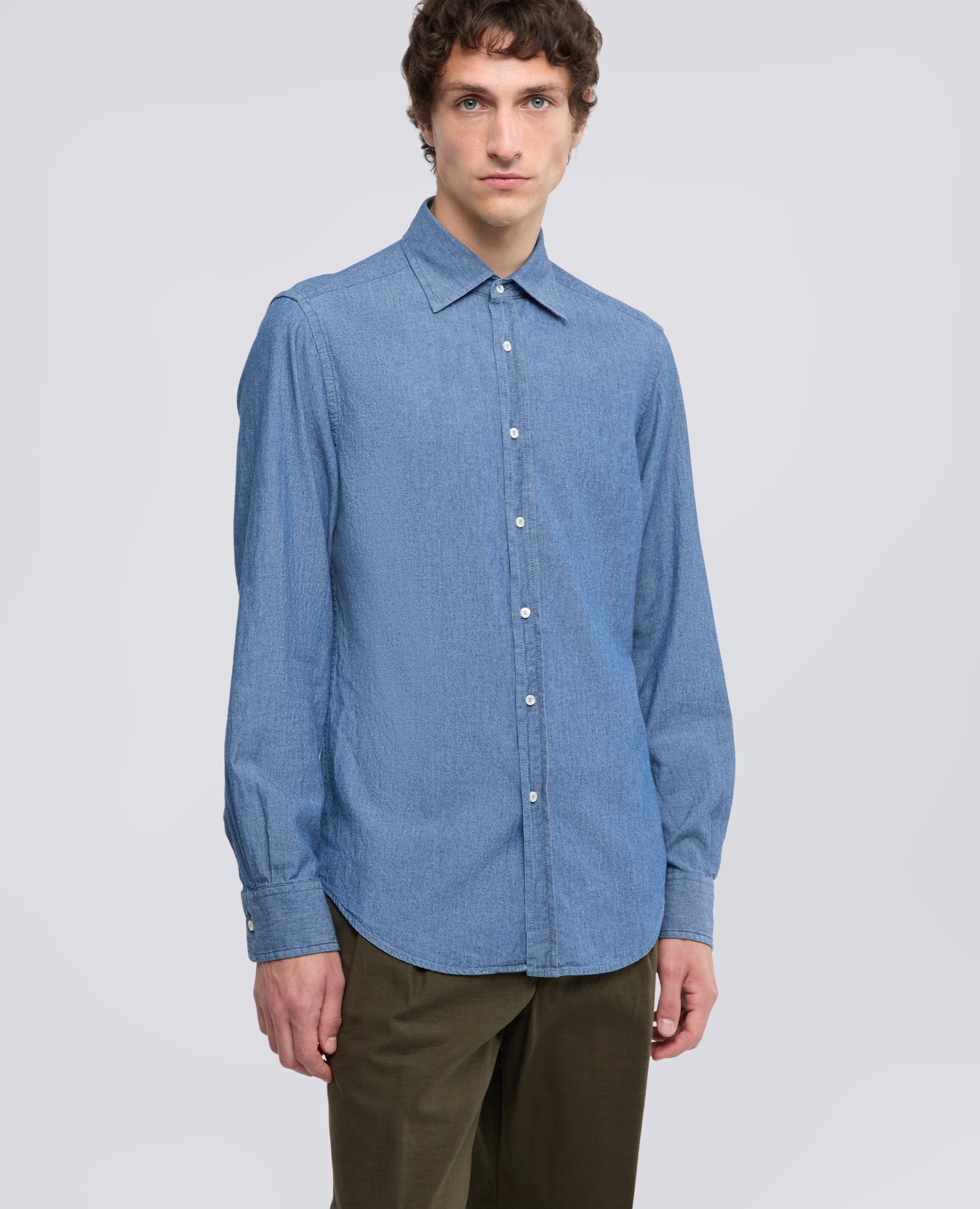 CAMICIA IN CHAMBRAY DI COTONE GIAPPONESE - BLU - ASPESI